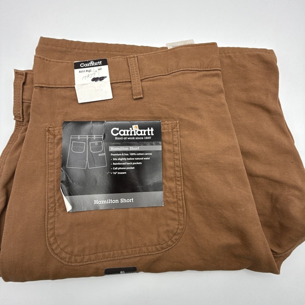 Carhartt Hamilton Short B203 BUC Brown Cotton Canvas Work Shorts Size 40 NWT